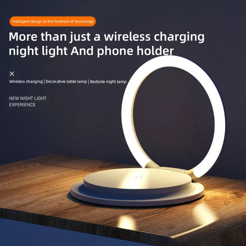 2-in-1 Wireless Charging LED Night Light in white with USB connection