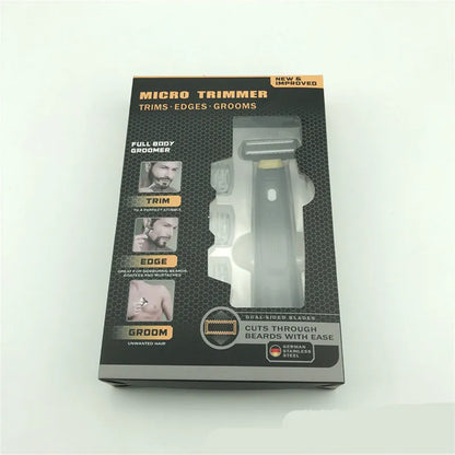 Wireless rechargeable precision shaver with stainless steel blades and LED light