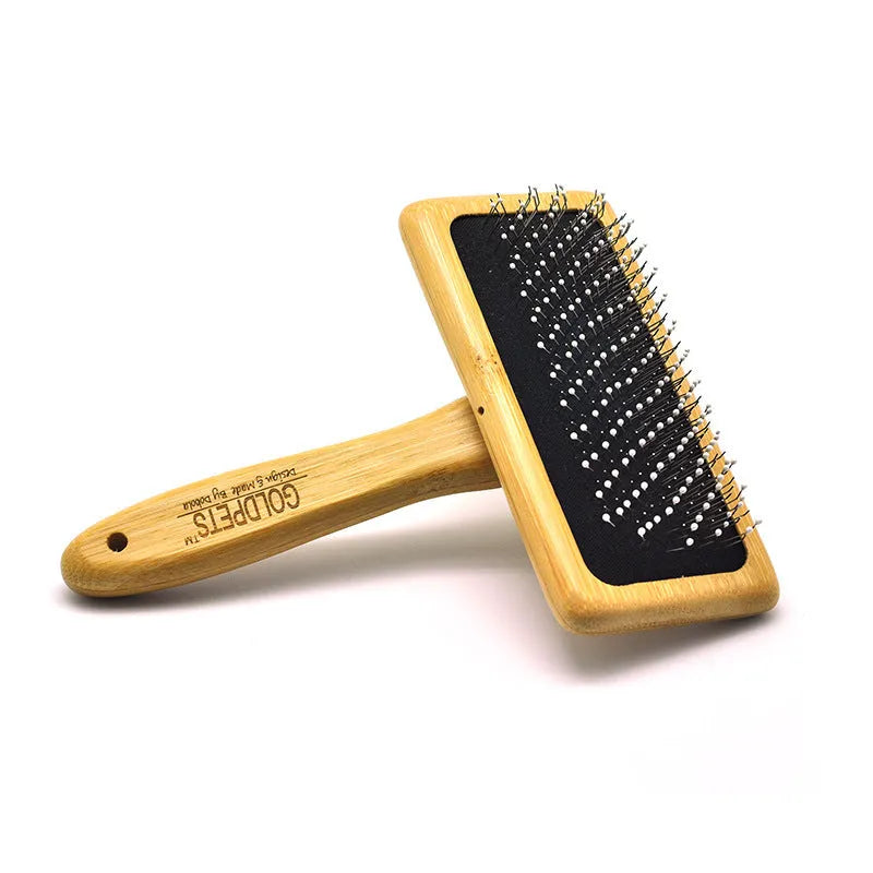 Bamboo air cushion pet comb with steel pins, Mengzong bamboo handle, sizes S M L