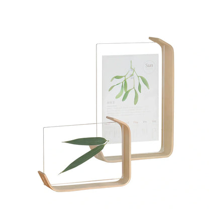 Wooden photo frame with herbarium display in log colour, 6-inch and 8-inch sizes