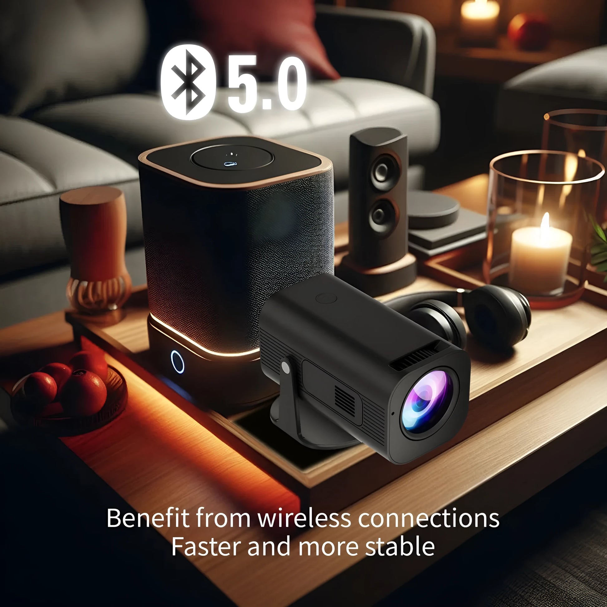 P330 portable mini projector in black or white with remote control and 1280x720 resolution display