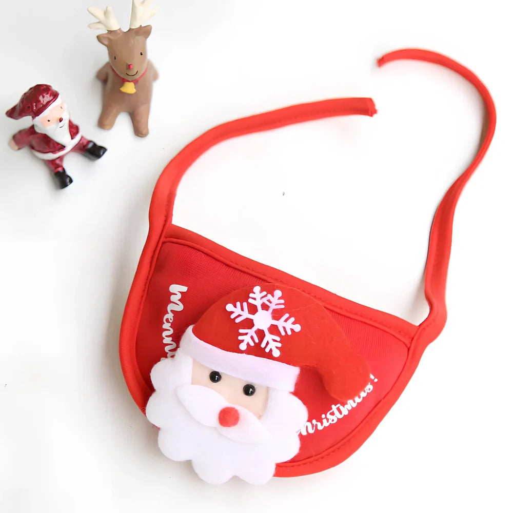 Christmas pet hat and saliva towel set with deer design for dogs and cats up to 15kg