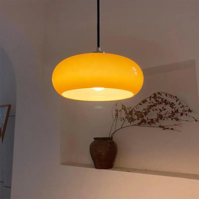 Bauhaus three headed egg tart pendant light with milk white glass shades