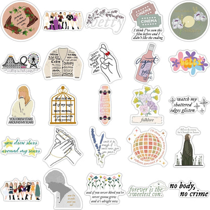Open pack showing 50 sheets of colourful graffiti and cartoon waterproof luggage stickers.