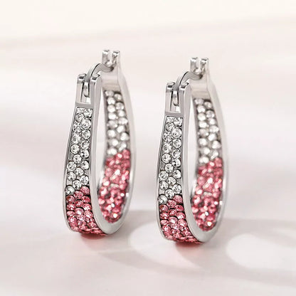 Colorful geometric diamond earrings for women in pink, purple, sky blue, and multicolor options