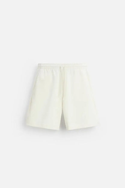 Loose double-sided cloth texture short sleeve set with round collar and matching shorts in blue colour
