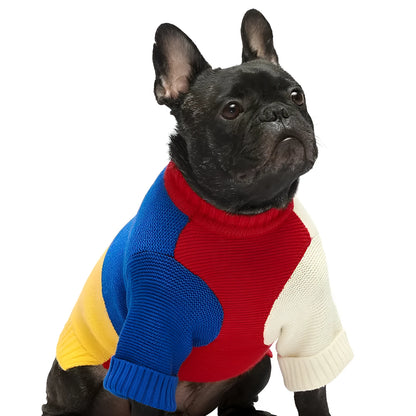 Acrylic dog sweater in yellow, pink, and white, casual unisex pet clothing sizes No. 1 to No. 6