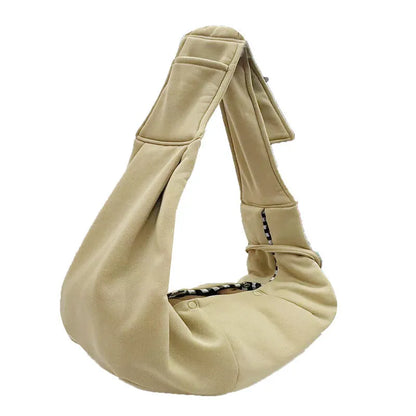Soft brown adjustable shoulder strap dog carrier bag for small pets