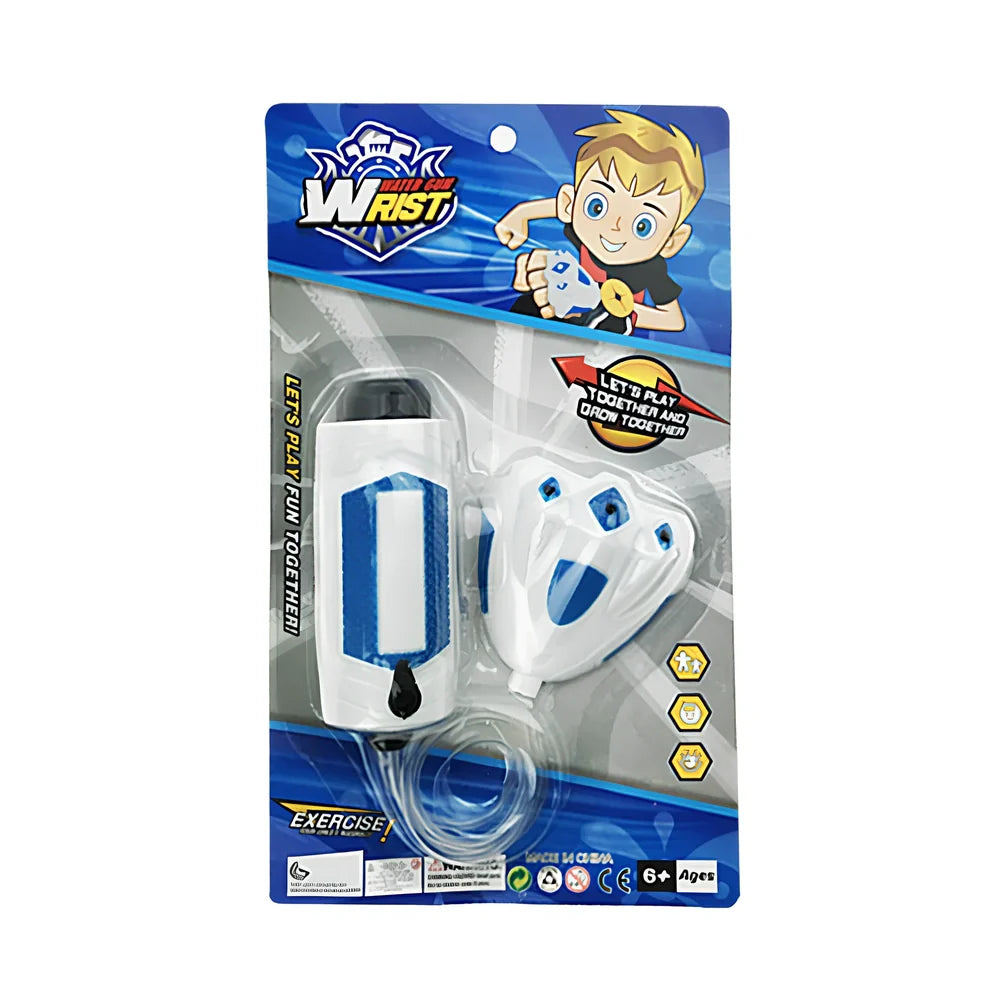 Red and blue hand-held water gun toy measuring 24cm length for children's outdoor water play