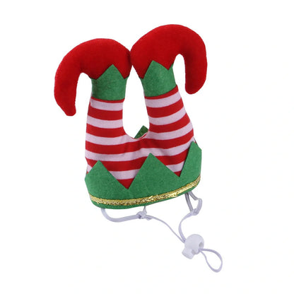 Striped clown Christmas hat for dogs with adjustable elastic band