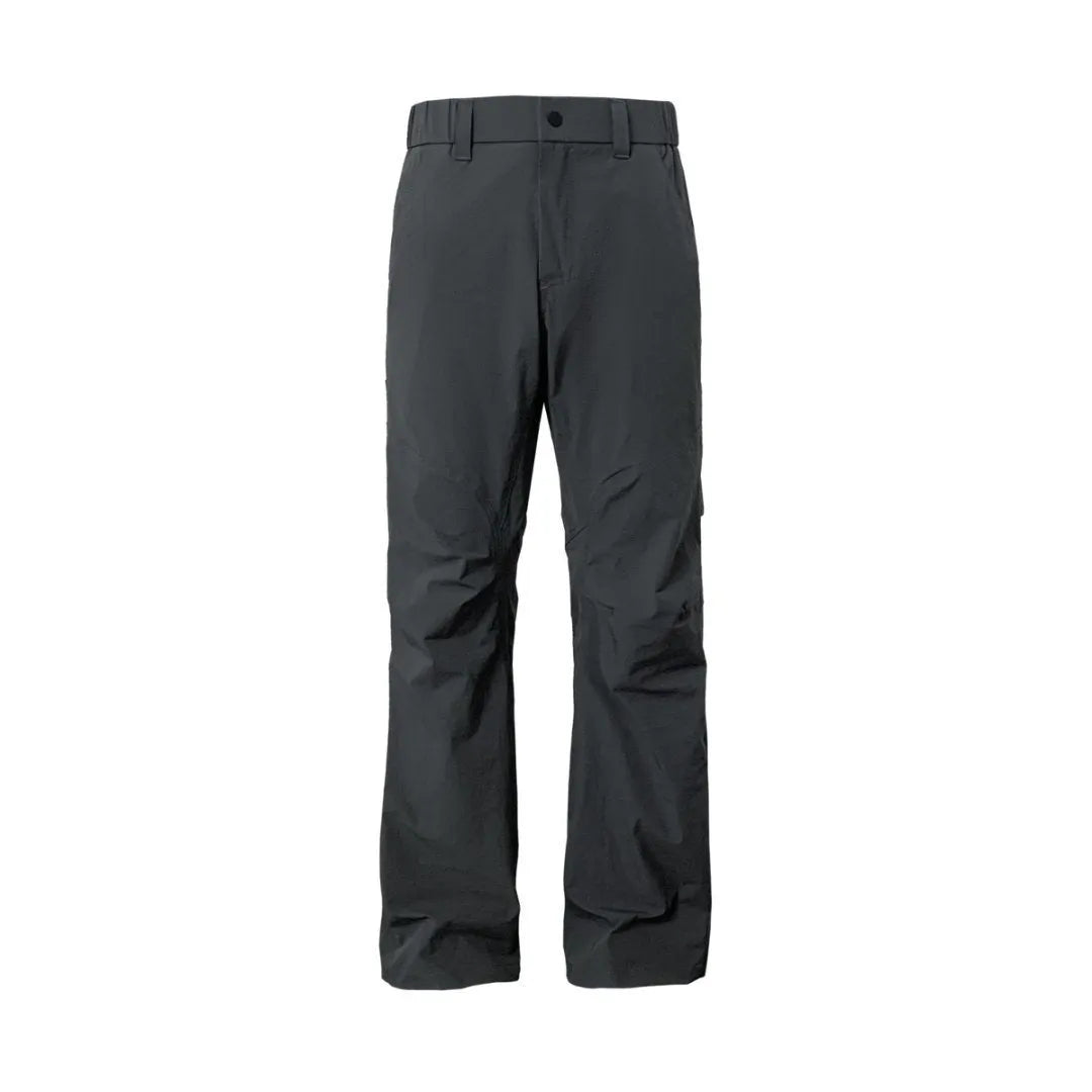 Straight leg casual trousers with elastic waistband in chemical fibre blend fabric