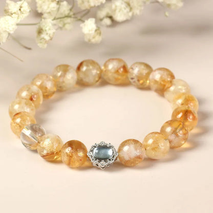 Citrine crystal bracelet with 10mm geometry beads and polished grinding treatment