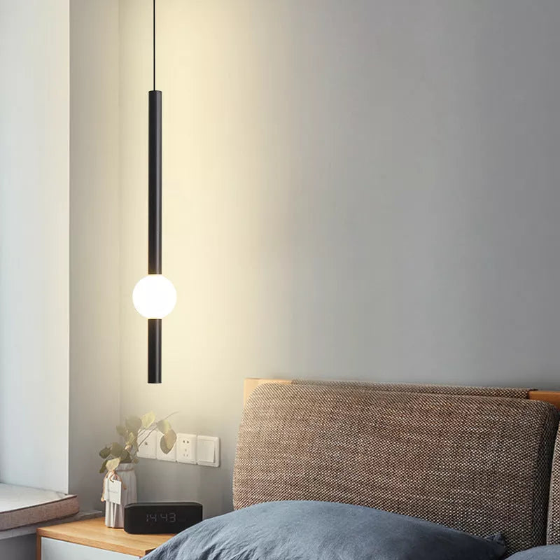 Nordic Minimalist LED Hanging Line Lamp with adjustable light colors for modern bedrooms