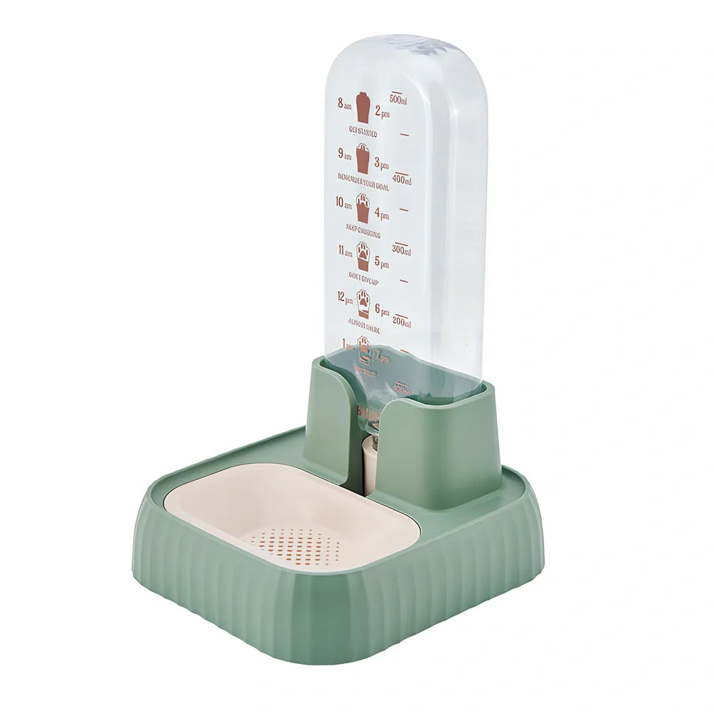 Green pet water fountain with circulating water flow and filtration system for cats and dogs