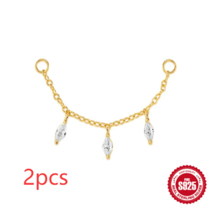 S925 sterling silver water drop shaped earrings with a flat spiral design in a gold electroplated finish.