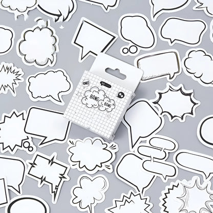 Momo Original boxed sticker set with 45 black and white bubble designs for journal decoration
