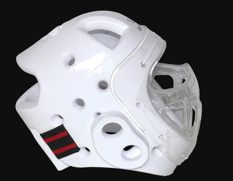 Karate helmet protective headgear in blue, red or white colours for boxing training