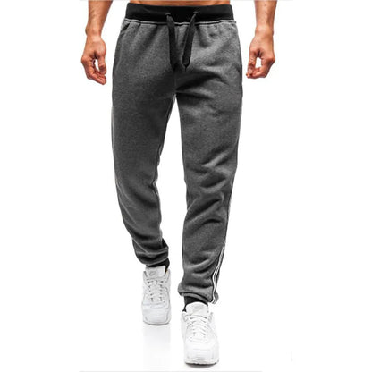 Men's summer casual sports trousers, loose tapered stitching, black or dark grey, sizes S to XXXL