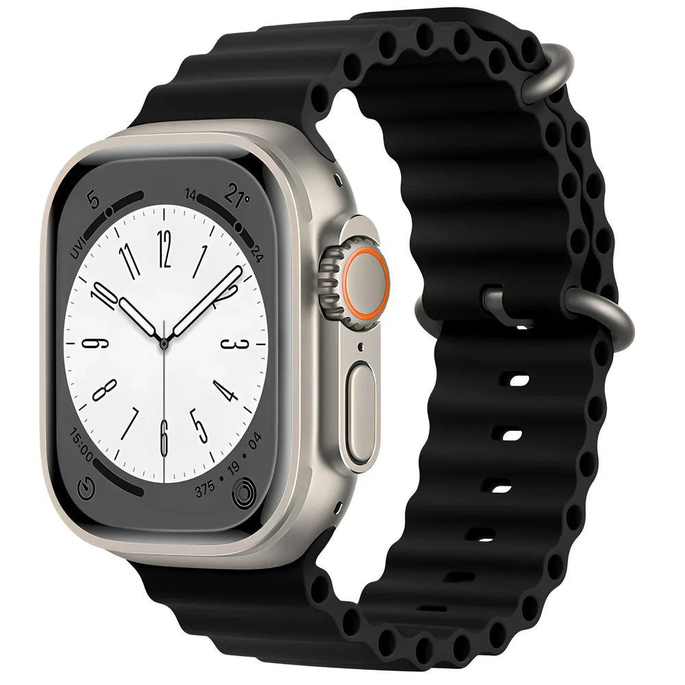 Ocean silicone watch band in midnight blue for Apple Watch 42mm, with buckle closure and flexible fit