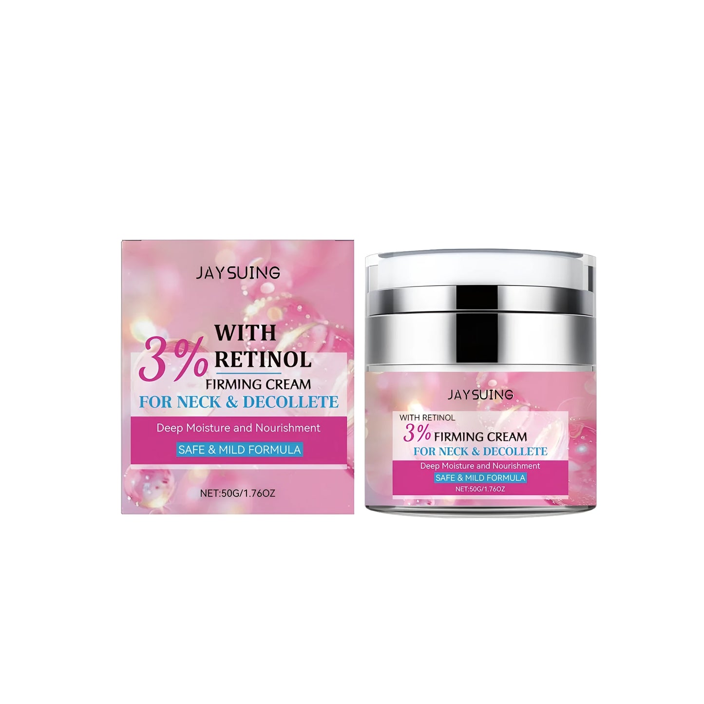 50g jar of retinol anti-aging firming cream with hyaluronic acid for facial application