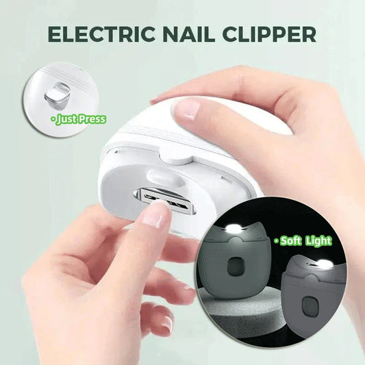 Rechargeable electric nail trimmer with LED light for convenient, salon-quality nail grooming at home