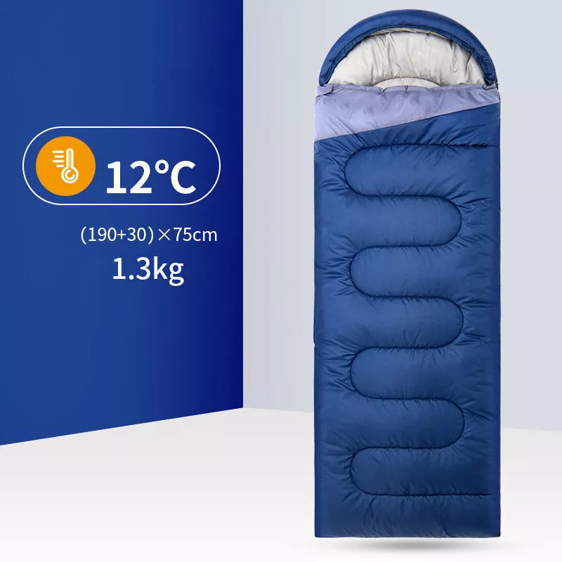 Outdoor Camping Portable Warm Trip Sleeping Bag for Adults in cyan and grey orange options