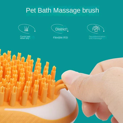 Premium 2-in-1 Pet Grooming Brush with Soft Silicone Bristles for Efficient Bathing and Detangling