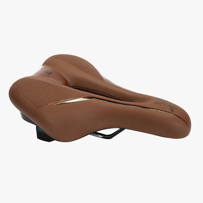 Mountain bike saddle 26x18x6cm in blue gradient, leather fabric and silicone bicycle seat cushion