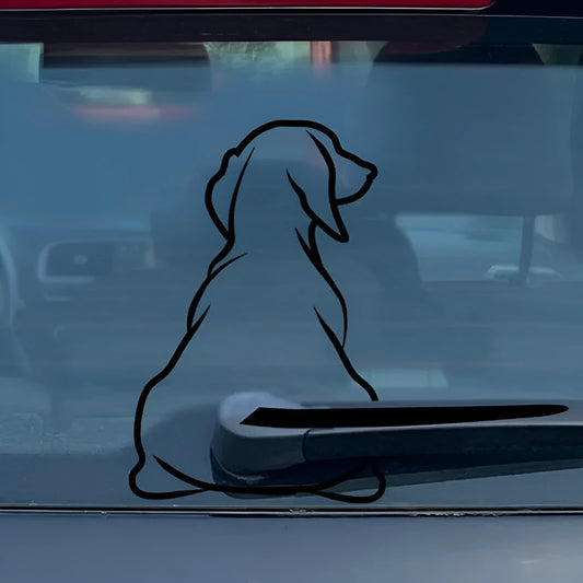 Cartoon dog wiper rear gear car window sticker in black and white options