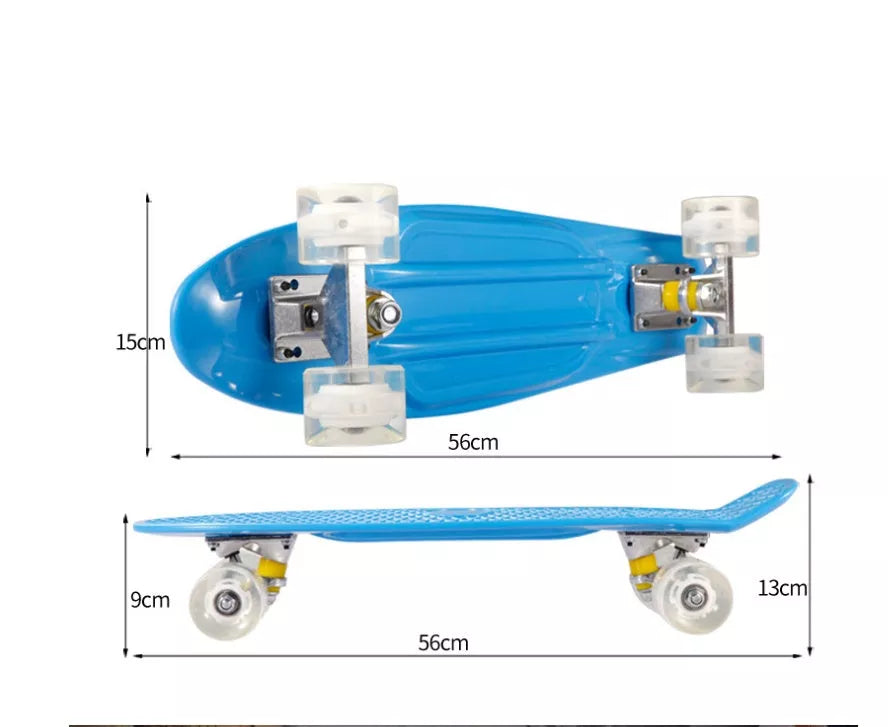 Fashion Creative Personality Four-wheel Skateboard in blue with flashing wheels
