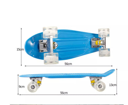 Fashion Creative Personality Four-wheel Skateboard in blue with flashing wheels