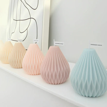 Nordic geometric pear-shaped aromatherapy candle with soy wax and handcrafted cylindrical design
