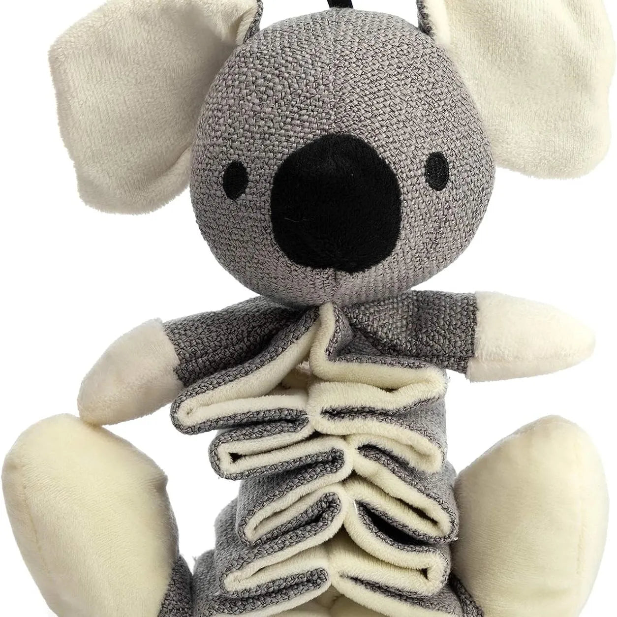Gray koala dog toy with crinkle paper, 30cm long, for small medium large dogs to chew and play