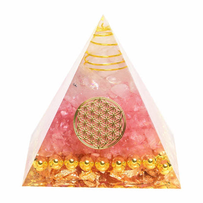 Handcrafted Tiger Eye Orgone Pyramid with Amethyst Crystals - Shields Against EMFs and Promotes Emotional Balance