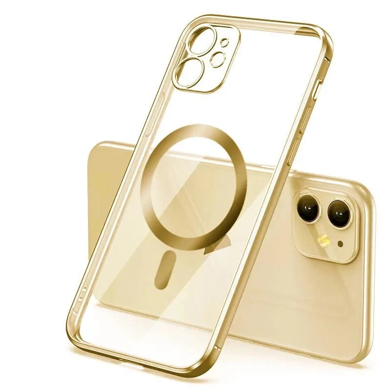 Electroplated protective cover for magnetic phone cases in black, blue, gold, purple and silver colours