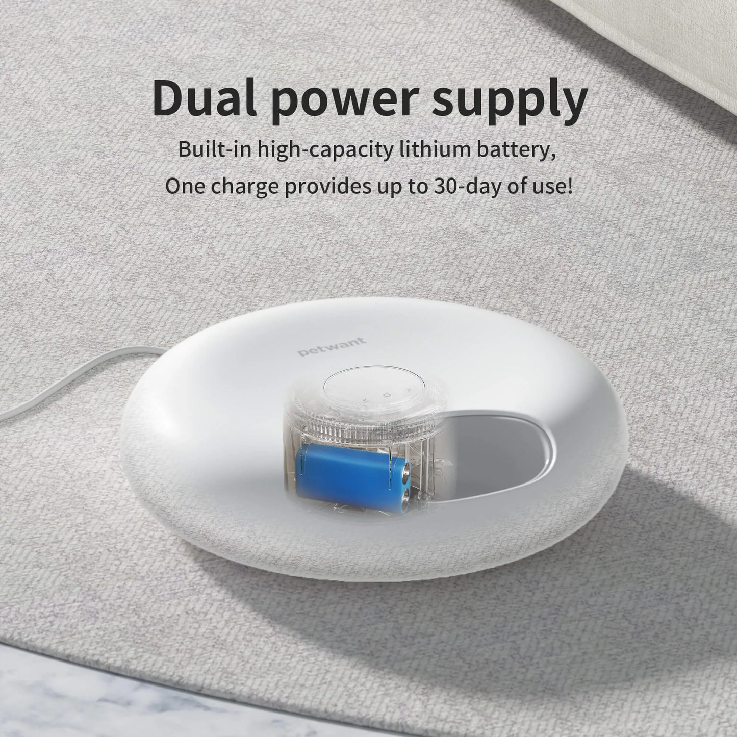WiFi-enabled automatic pet feeder with app control, six food compartments, and two ice packs.
