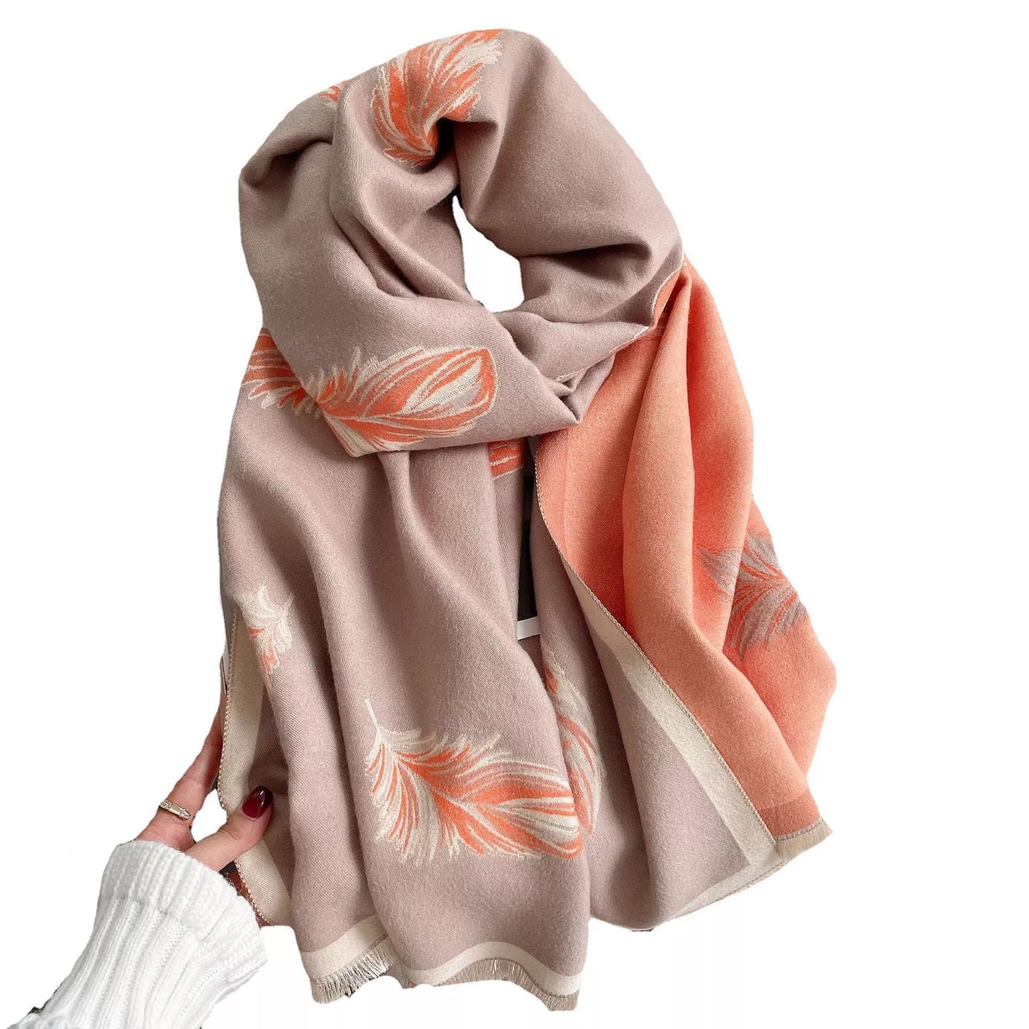Cashmere-like Short Beard Tassel Thickened Warm Shawl Scarf in various colors