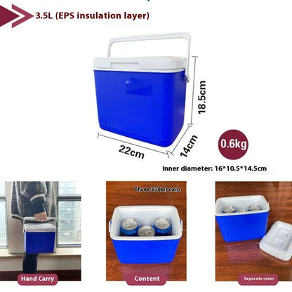 Blue aluminium foil insulated portable cooler box with multiple capacity size options.