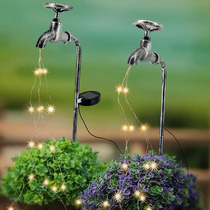 Solar-powered garden faucet shower light for outdoor decoration