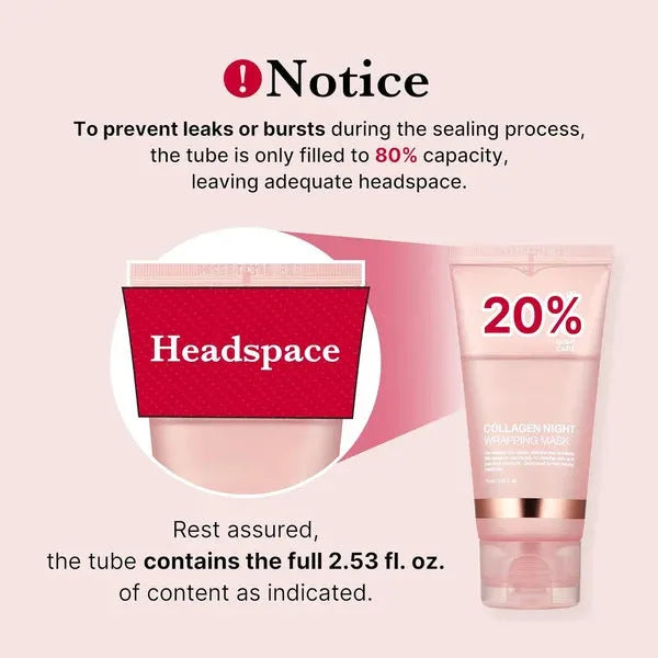 Night sleep collagen face wrapping mask with brush for skin care firming elasticity hydration anti-wrinkle application, 75ml tear-off facial mask contains natural ingredients for evening repair and blackhead removal