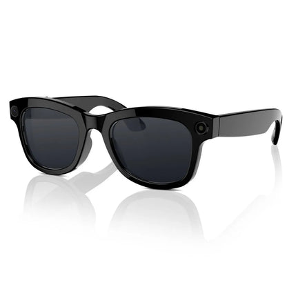 AI translation intelligent video glasses with HD camera in black lens and transparent lens options