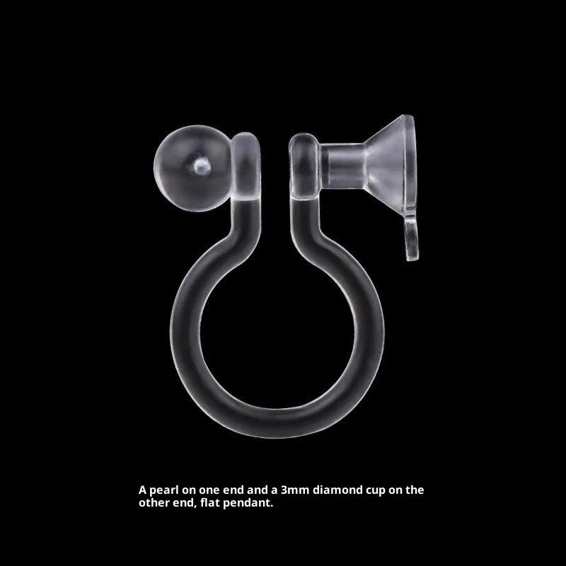 Transparent U-shaped plastic resin ear clip converter for stud earrings, unisex, single piece