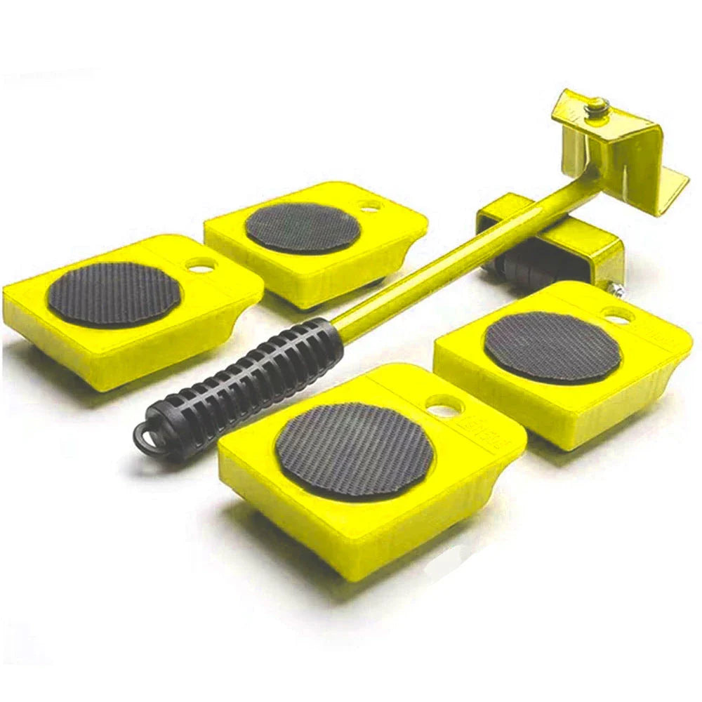 Versatile furniture lifter tool kit with 4 mover pads for easily moving heavy couches, bookcases, refrigerators, and other large household items
