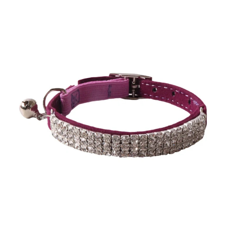 Flannel elastic buckle cat collar with gang drill pattern in six colour options, measuring 1.0cm wide by 28cm long