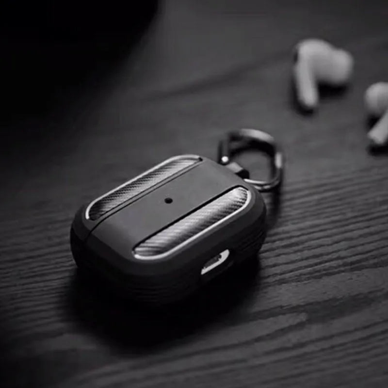Carbon fibre pattern TPU clamshell case for AirPods in black, red, blue, grey, pink or apple green