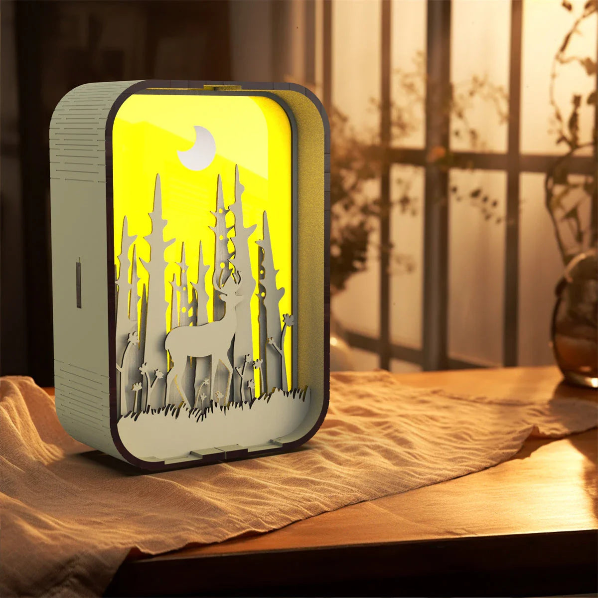 Elegant woodcarving bedside lamp with touch-sensitive controls and soothing LED lighting for a cozy bedroom decor