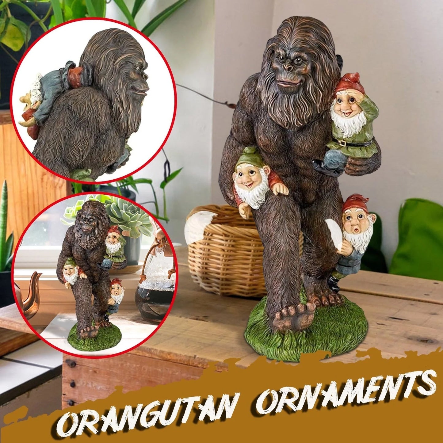 Gorilla Resin Crafts Garden Statue with cartoon orangutan design