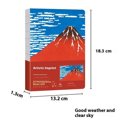 Ukiyo-e retro hand ledger with Kanagawa wave cover, 13.2x18.3 cm, 100g Daolin paper inside
