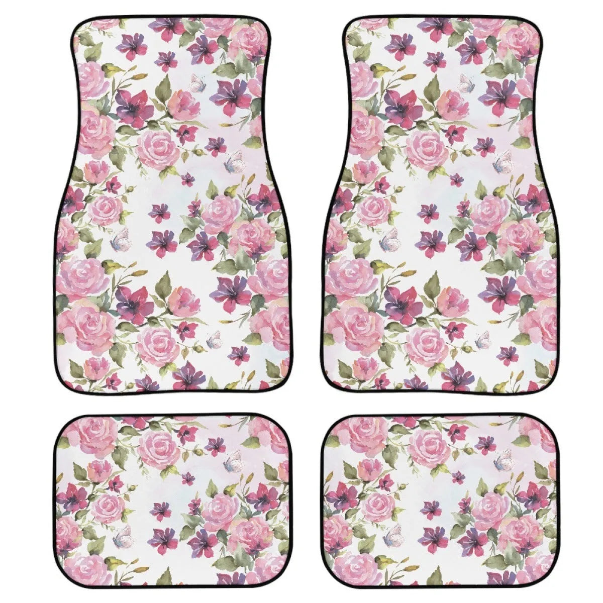 Printed rubber car foot mat set with 20mm thickness and waterproof lining in black