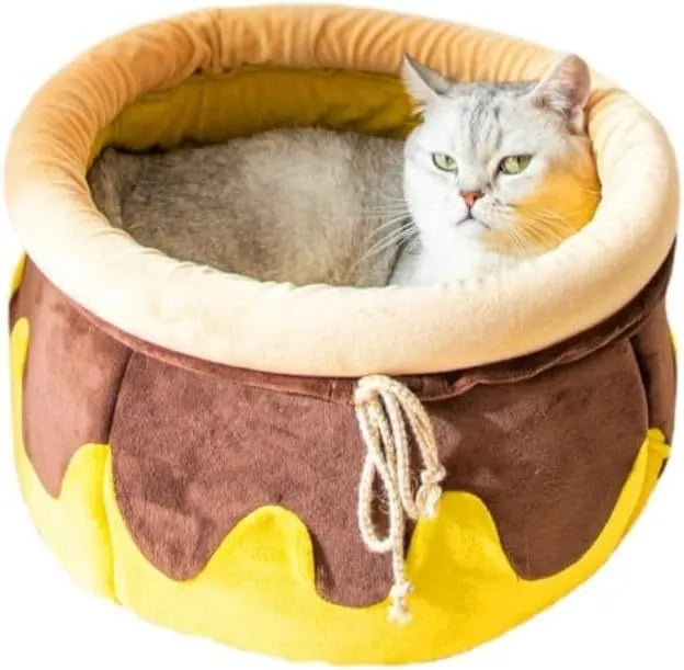 Pink and yellow honey pot shaped cat sofa bed with removable nest pad for small pets